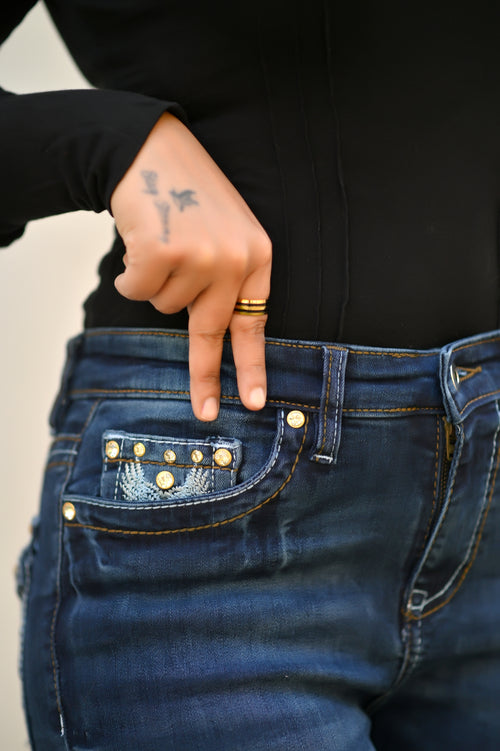 Women Embroidered Mid waist Stretch Bootcut Jeans